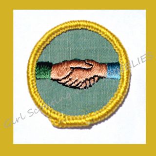 World Understanding Cadette Girl Scout Rare Badge Handshake 1960s
