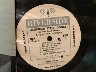 Rev GARY DAVIS & PINK ANDERSON American Street Songs 1956 Riverside RLP 12 - 611 2