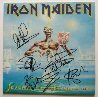Iron Maiden Fully Signed By Band Seventh Son Of A Seventh Son - Uk Emi Emd1006