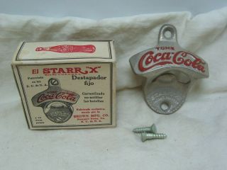 Vintage Tome Coca Cola Starr X Cast Iron Bottle Opener W/ Box & Screws