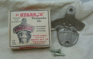 Vintage Tome Coca Cola Starr X Cast Iron Bottle Opener w/ Box & Screws 2