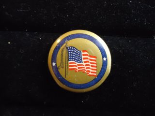 Vintage Gold And Blue Round American Flag Lapel Pin 5/8 Inch