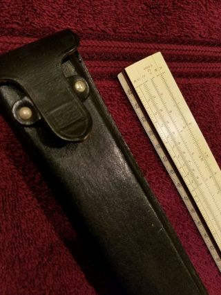 Vintage Keuffel & Esser Co.  Slide Ruler K,  E 4053 - 3 Complete with Leather Case 3