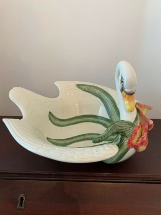 Fitz And Floyd Classics “tulip Swan” Large Centerpiece Bowl Large