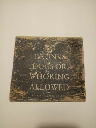 Vintage Wooden Motel Policy Sign