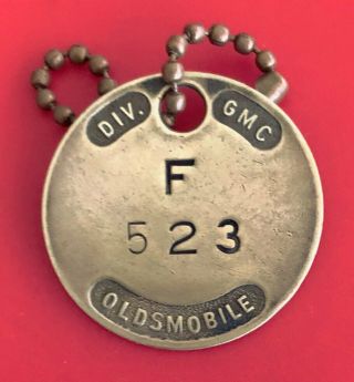 Rare Old Automotive Tool Check Brass Tag: Oldsmobile Car Division