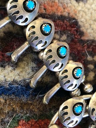 A,  Vintage Navajo Southwest Squash Blossom Necklace Sterling Silver & Turquoise 3