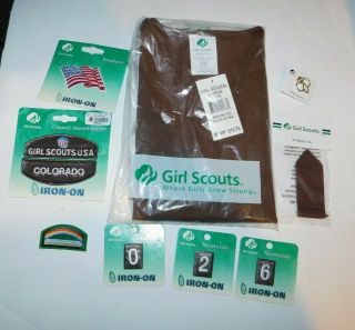 Girl Scout Brownie Vest Large (14 - 16) With Patches,  Pin,  Insignia Holder