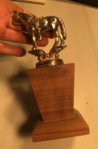 VINTAGE 1959 HORSE SHOW TROPHY AWARD Metal With Wood Base Fiesta Days VACAVILLE 2