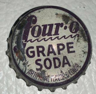 Rare 1930s Cork Lined Bottle Cap Four - O Grape Soda Coca - Cola Virginia Minnesota