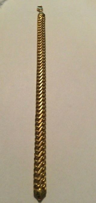 Vintage Italian 14k Yellow Gold 8 " 9mm Bracelet,  8.  8 Grams,  Stamped 14k & Italy