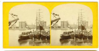 B5517 1860s Liverpool England Uk Boats Harbor Stereoview By H.  Sampson