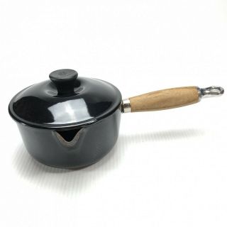 Le Creuset 14 Black Cast Iron Sauce Pot With Lid