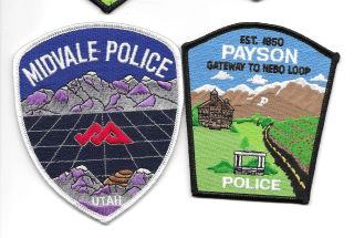 2 Looking Utah Patches - Midvale Police & Payson Police