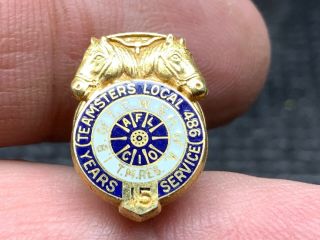 Teamsters Local 486 1/10 10k Gold Filled 15 Years Of Stunningservice Award Pin.