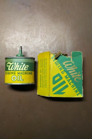 Vintage Household White Sewing Machine Oil Can