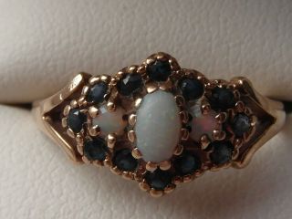 94m Ladies Vintage 9ct Gold Opal And Sapphire Ring Size P