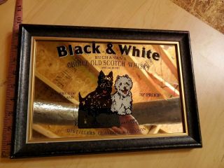 Black & White Dogs Buchanan’s Scotch Whiskey Bar Mirror Vintage