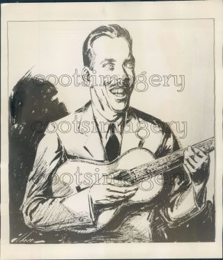 1929 Artist Drawing Vaudeville Radio Ukulele Player Wendell Hall Press Photo