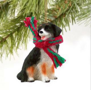 Bernese Moutain Dog Christmas Ornament Holiday Figurine Scarf