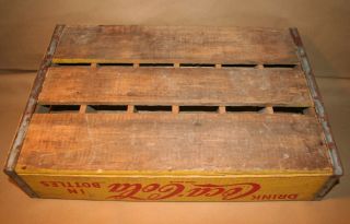 Vintage Wooden Coca Cola 24 Bottle Crate / Yellow Paint / 1969 Chattanooga Tenn. 3