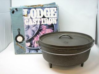 Vintage Lodge Cast Iron 12 Inch 6 Quart Footed Camp Dutch Oven 12c02a