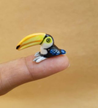 Animal Ceramic Figurine Toucan Bird Handmade Statue Bird Collectible Gift Decor