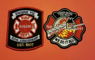 Chicago Illinois Fire Department Patches E - 112/t - 21