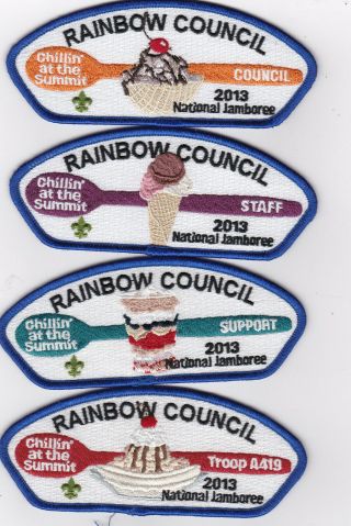Jsp - 2013 National Jamboree - Rainbow Council - 4 Patch Set