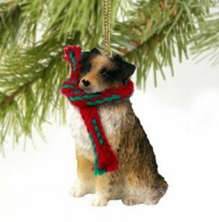 Australian Shepherd Dog Christmas Ornament Holiday Xmas Figurine Scarf Pet Brown