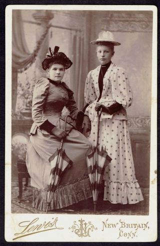 Cabinet Photo Two Women With Umbrellas,  Fashion,  Britain,  Conn.  Usa (4975)