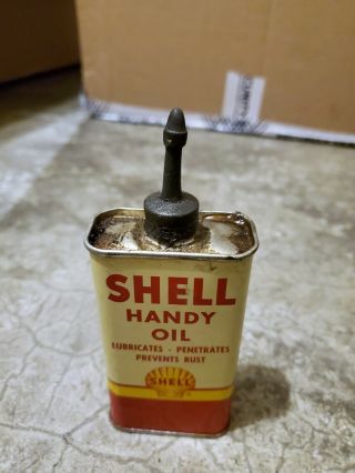 Vintage Full Shell Gas Handy Oil 4 Fl Oz.  Colorful Tin Can