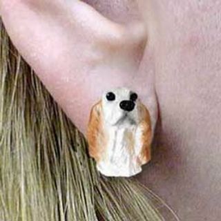 English Setter Orange Belton Tiny One Dog Head Post Earrings Jewelry