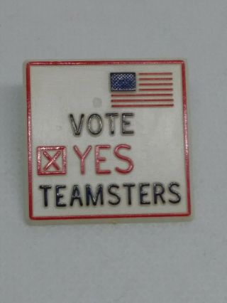 Vintage Plastic Vote Yes Teamsters American Flag Hat - Lapel - Pin