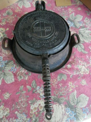 Griswold Cast Iron Waffle Maker Dec.  1 1908 American No 8 High Base 88 885 Camp