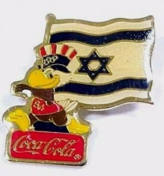 1984 Olympic Pin Los Angeles Sam The Eagle Mascot Israel Flag Coca Cola Coke