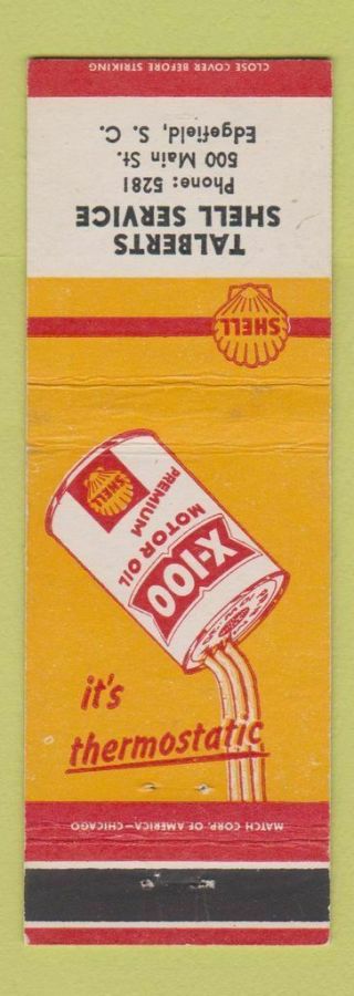Matchbook Cover - Shell Oil Gas Talberts Edgefield Sc