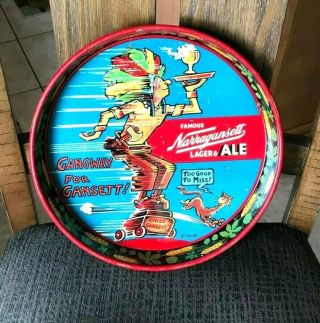 Vintage Dr.  Seuss Narragansett Beer Indian Chief Gansett Metal Tray Ri