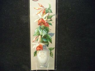 Victorian Scrap 9689 - Bookmark - Shrimp Flowers In Green Vase