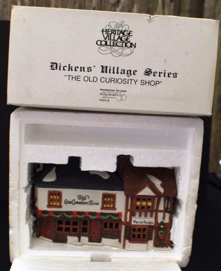 Vtg 1987 Dept 56 Dickens Village Old Curiosity Shop Porceln Lighted House 59056