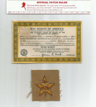 Boy Scouts - Vintage Star Rank On Khaki And Card (1927)