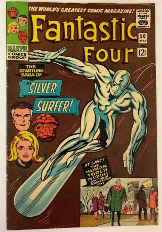 Fantastic Four 50 Marvel Comics 1966 Fn Jack Kirby Silver Surfer & Galactus
