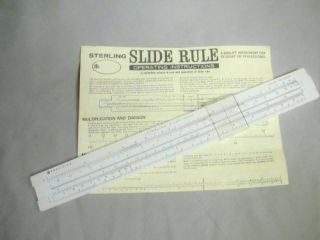 Vintage Sterling Precision Slide Rule & Instructions 11 Inch