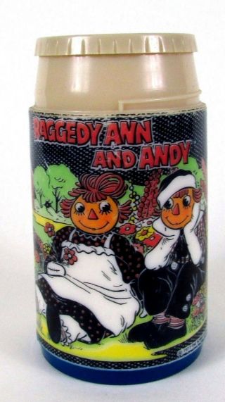 Vintage Aladdin 1977 Bobbs Merrill " Raggedy Ann & Andy " Lunchbox Thermos
