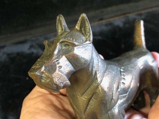Vintage Metal Scotty Figurine - Coppered And Tarnished.  Looking.