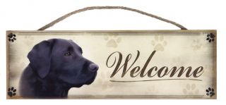 Black Labrador " Welcome " Rustic Wall Sign Plaque Gifts Home Ladies Pets Dogs