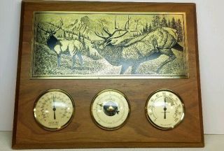 Vintage Barometer Hydrometer Thermometer Wood Brass High Line West Elk Scene