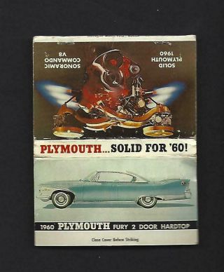 1960 Plymouth Fury Matchbook Sonoramic Commando V8 Lindsay Motor Weatherford Tx