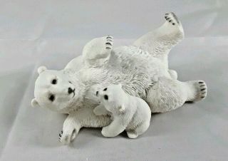 Polar Bear Playing With Baby Figurine 4 " Long Figurines Bears