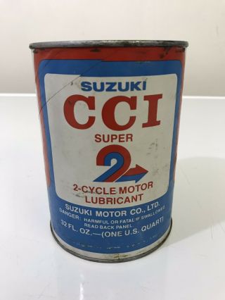 Vintage Suzuki Motorcycle Oil One Quart Can Full Cci 2 Cycle Motor Nos